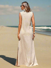Glamorous Getaway: Women's Summer V-Neck Casual Dress with Thigh-High Slits