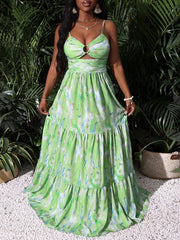 Ultimate Holiday Slay: Printed Strappy Dress for Women