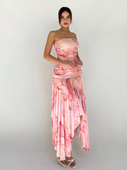 Enchanting Elegance: Women's Floral Print Strapless Slim Dress for Any Occasion