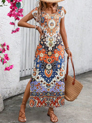 Retro Chic: Vacation Style Printed Dress for Leisure