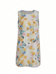 Blossoming Beauty: Women's Floral Print Sleeveless Dress