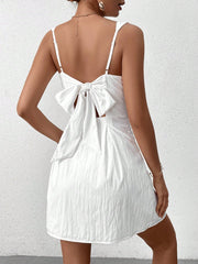 Sophisticated Elegance: Square Neck Back Tie Backless Ruched Bodycon Dress