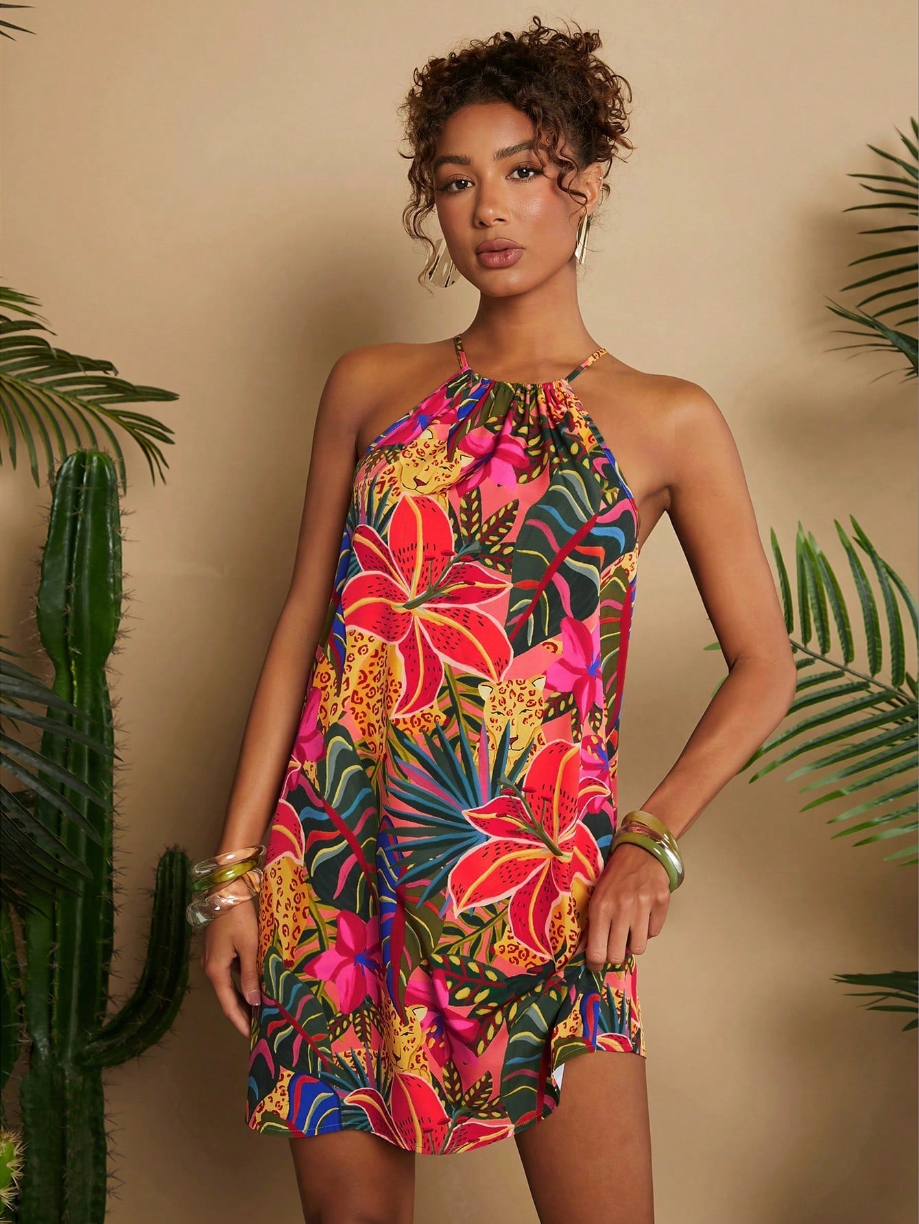 Boho Bliss: Halter Neck Backless Summer Dress for Women