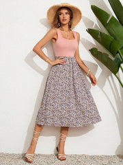 Ditsy Floral Dream: Sleeveless Round Neck Summer Dress