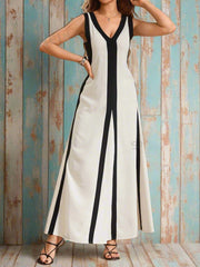 Vintage Vibe: Summer Holiday Color Block Dress - Boho Long Beach Dress