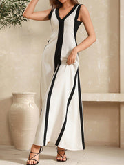 Vintage Vibe: Summer Holiday Color Block Dress - Boho Long Beach Dress