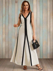 Vintage Vibe: Summer Holiday Color Block Dress - Boho Long Beach Dress