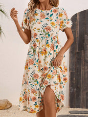 Effortlessly Chic: Women's Random Printed Casual Short Sleeve Dress for Daily Wear