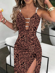 Wild and Free: Summer Leopard Print Spaghetti Strap Dress
