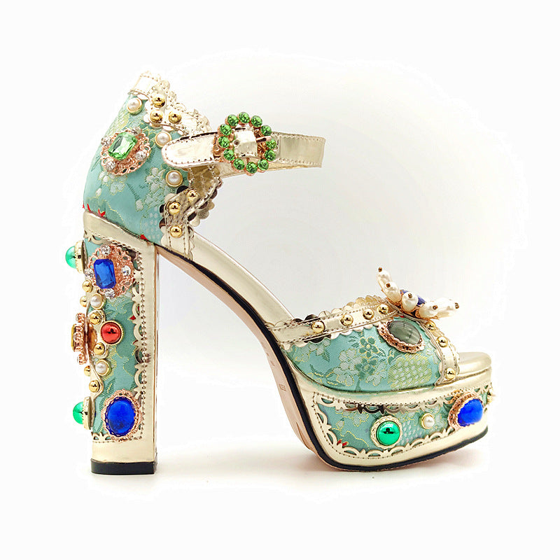 Palais Rhinestone-Embellished Block-Heels