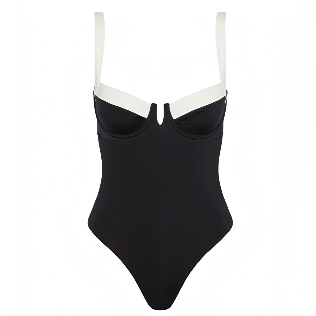 Côte d'Azur Black & White Contrast Lined One Piece Swimsuit