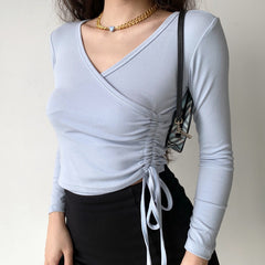 New Memories Drawstring Wrap Top