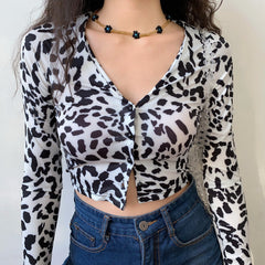 Monochrome Leopard Open Cardigan