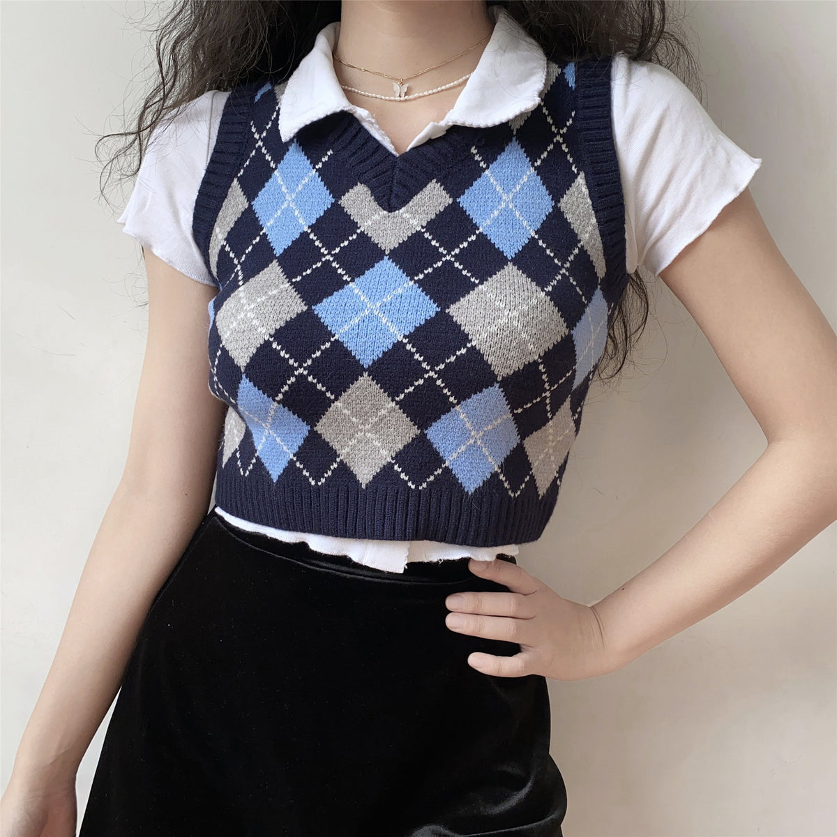Retro Baby Argyle Knit Vest