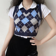 Retro Baby Argyle Knit Vest