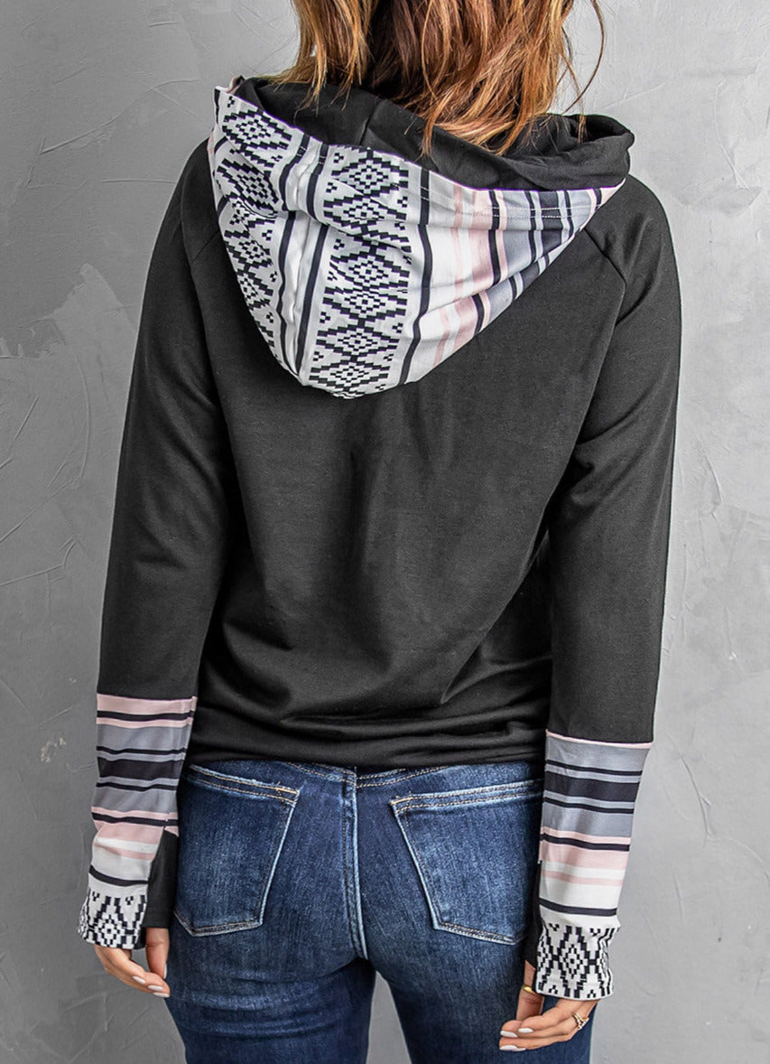 Colorblock Long Sleeve Pocketed Hoodie