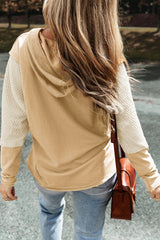 Colorblock Contrast Sleeve V-Neck Hoodie