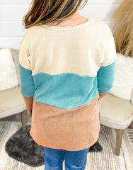 Color Block Ribbed Pullover Top