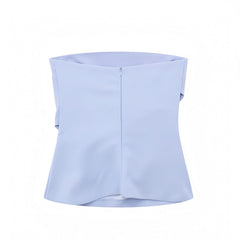 Light Blue Bodycon Ruched Strapless Tank Tube Top
