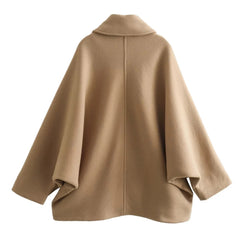 Khaki Woolen Oversized Overcoat Jacket