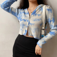 Tie-Dye Double Zipper Cardigan