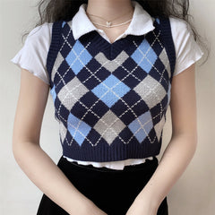 Retro Baby Argyle Knit Vest