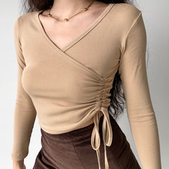 New Memories Drawstring Wrap Top