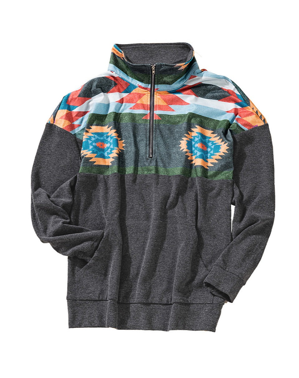 Comforting Moments Aztec Zip-Up Sweatshirt