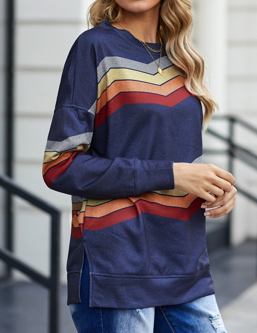 Cool Days Chevron Stripe Pullover Sweatshirt