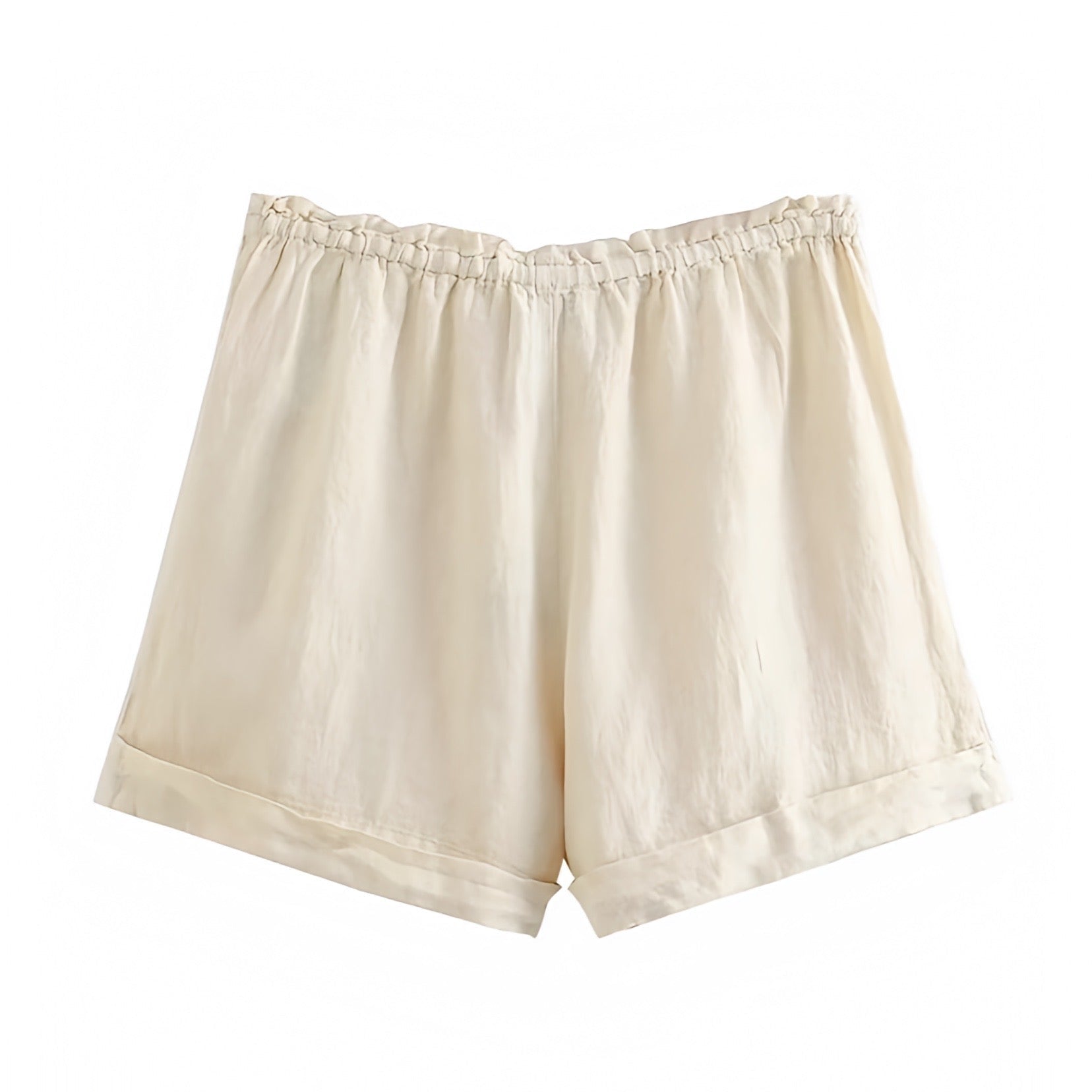 Light Khaki Cotton Linen Mid-Low Rise Cargo Short Shorts