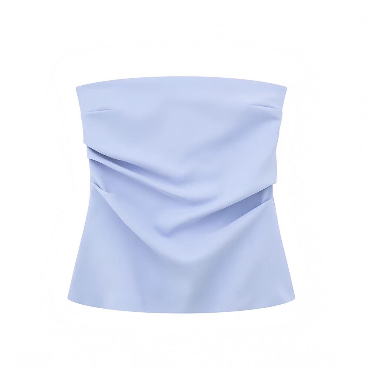 Light Blue Bodycon Ruched Strapless Tank Tube Top