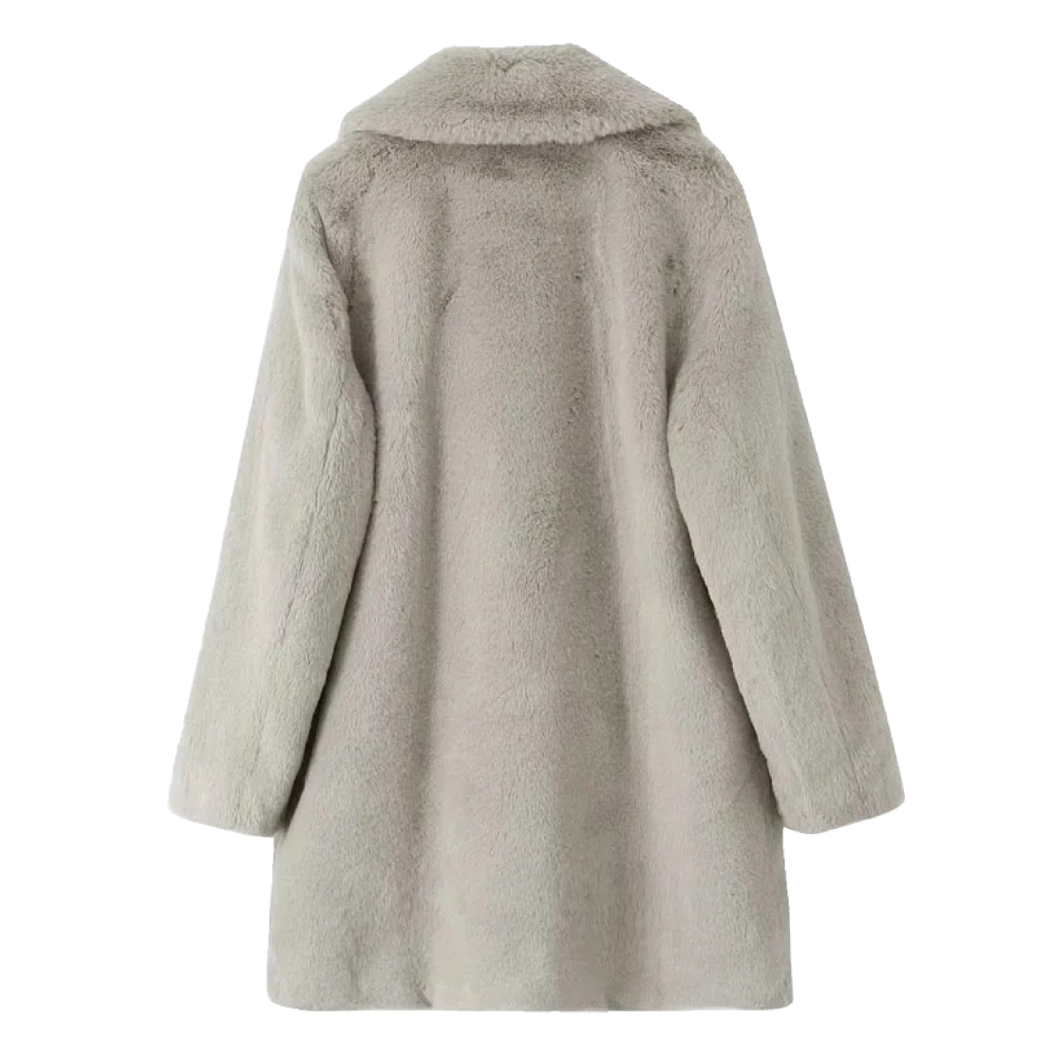 Light Gray Teddy Faux Fur Long Over Coat Jacket