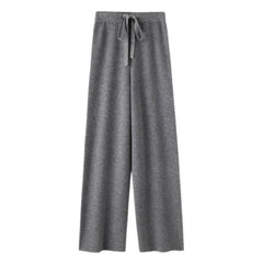 Dark Gray Knit Straight Leg Trouser Pants