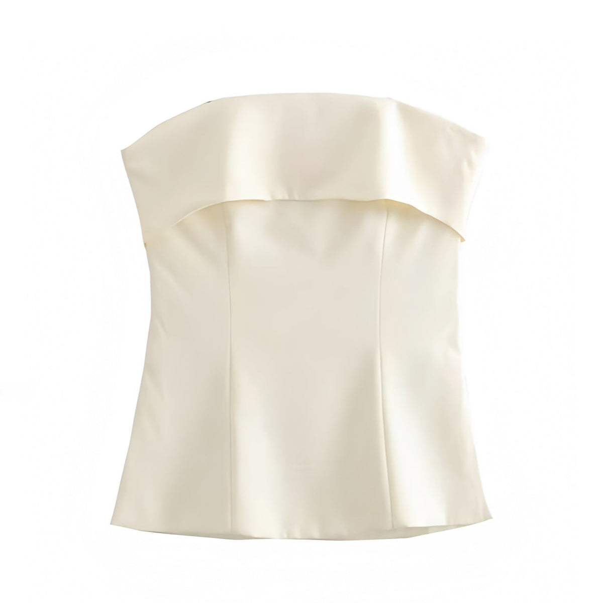 Light Beige Slim Fit Corset Strapless Full Length Tube Top