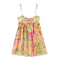 Havana Multi-Color Floral Print Spaghetti Strap Babydoll Mini Dress