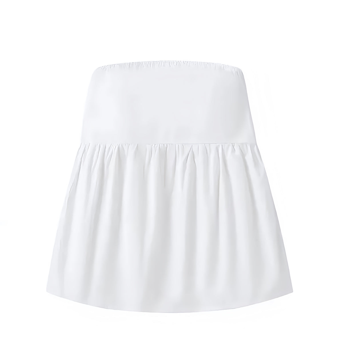 White Strapless Ruffled Babydoll Camisole Top