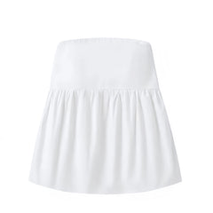 White Strapless Ruffled Babydoll Camisole Top