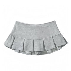 Light Heather Grey Pleated Low Rise Mini Micro Skirt