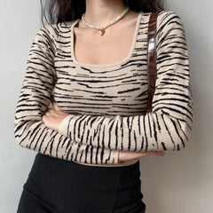 Neutral Tiger Knit Sweater ~ HANDMADE