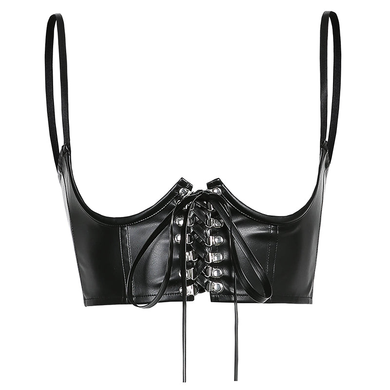 American street style PU leather camisole