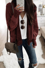 Chunky Waffle Open Front Cardigan