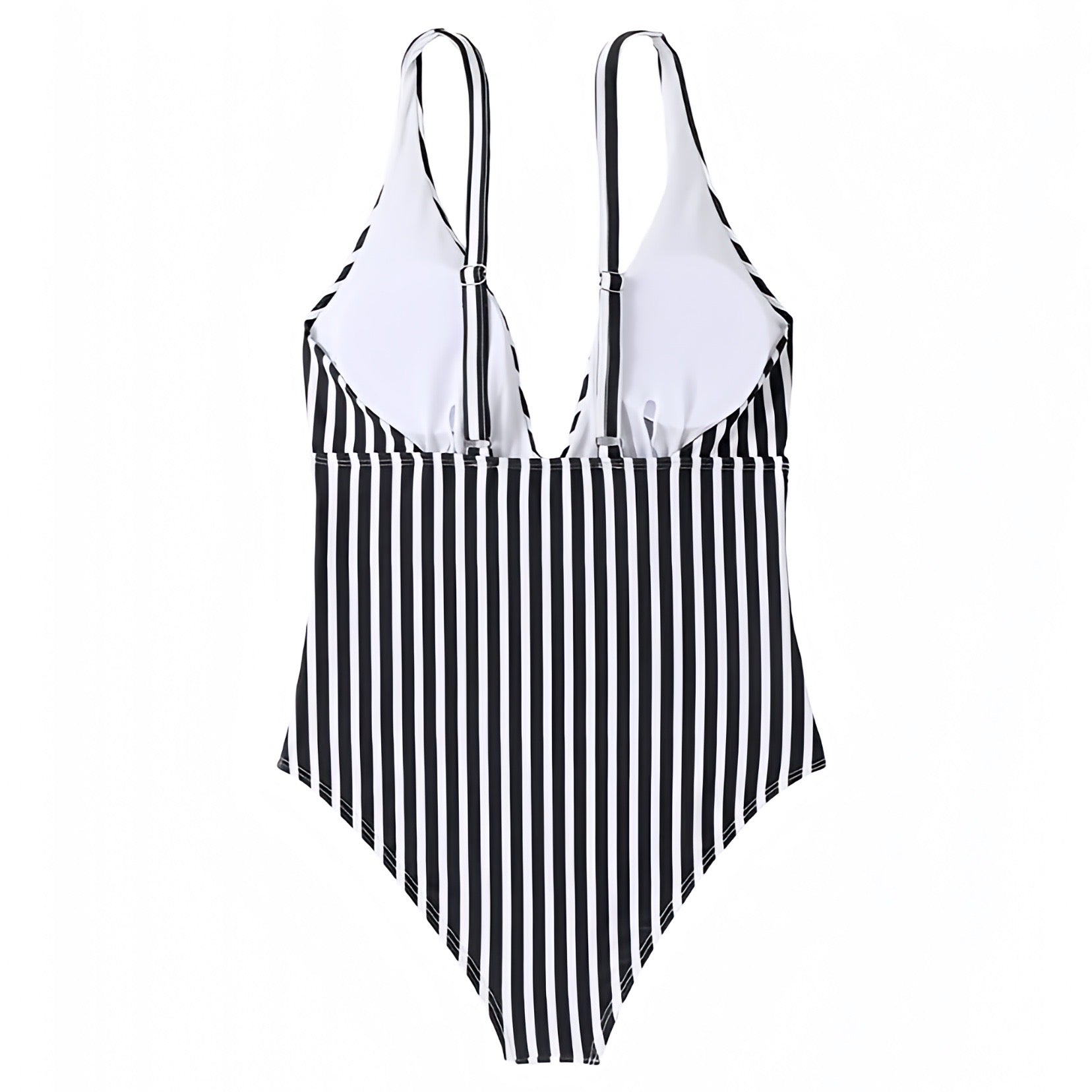 Sag Harbor Black & White Striped V-Neck Spaghetti Strap One Piece Swimsuit