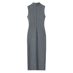 Dark Gray Turtleneck Pencil Maxi Dress