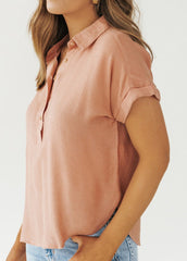 Collared Henley Short Sleeve Shirt