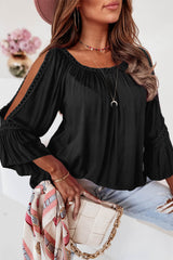 Crochet Trim Cut Out Sleeve Top