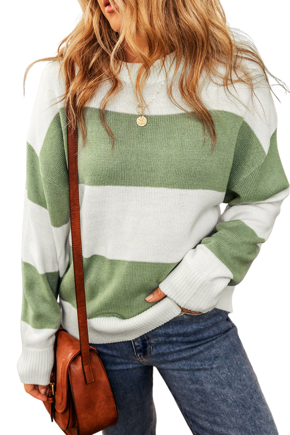 Colorblock Long Sleeve Crewneck Sweater