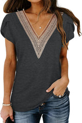 Crochet Lace V Neck Top