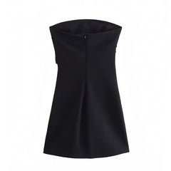 Dark Black Bodycon Strapless Mini Dress