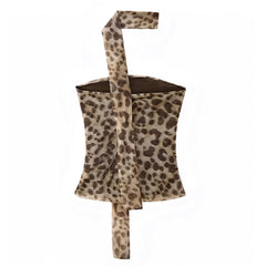 Leopard Print Slim Fit Ruched Sleeveless Halter Scarf Tank Top