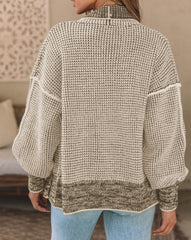 Chunky Waffle Knit Oversized Collar Cardigan